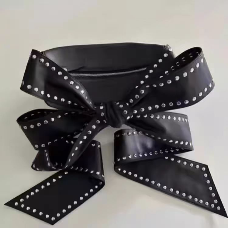 Casual Rivet Bow Portable Underarm Bag Handbag