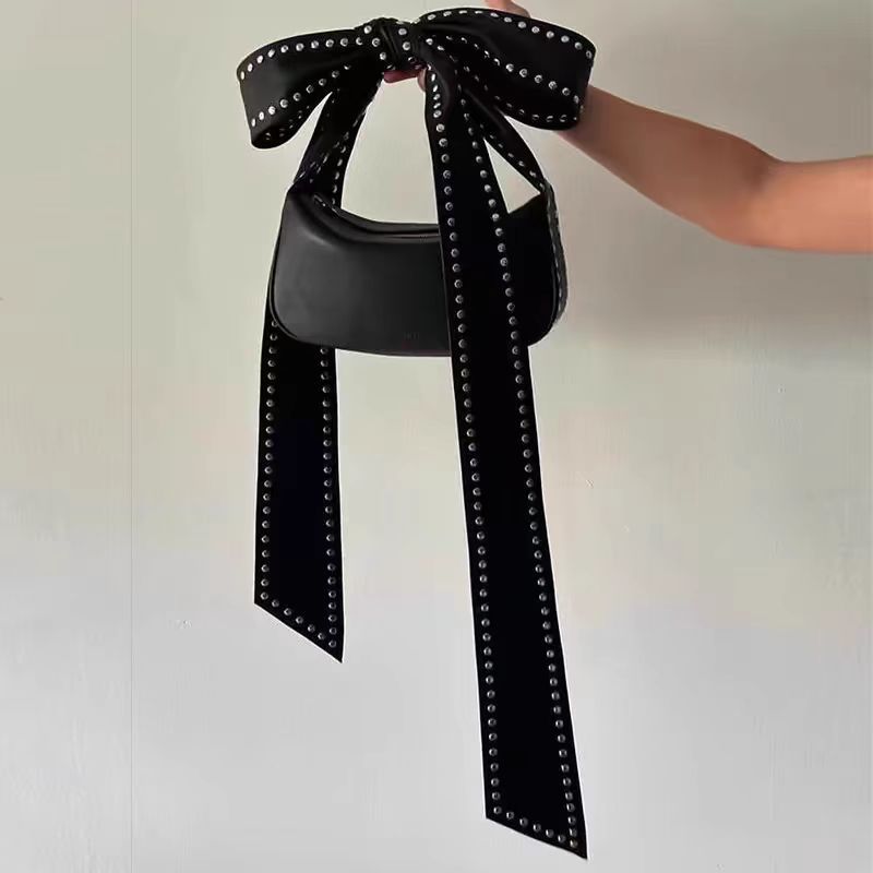 Casual Rivet Bow Portable Underarm Bag Handbag