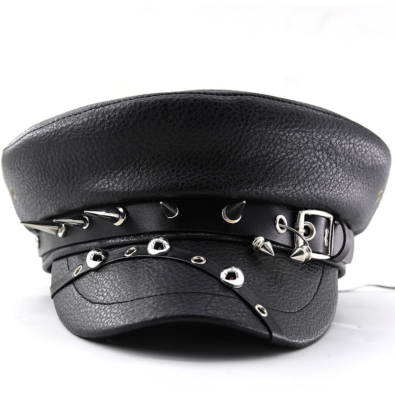 Men's And Women's Punk Rock Hip Hop Style Studded Beret