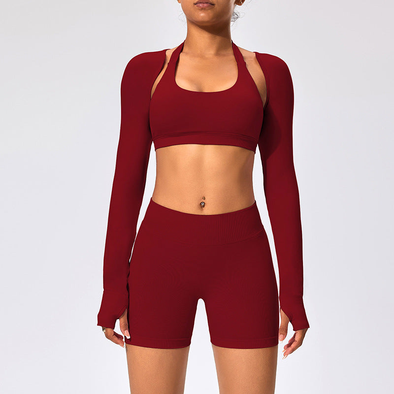 3pcs Women's Long-sleeved Fitness Clothing Set