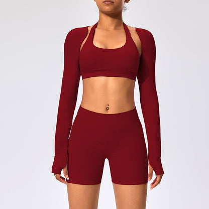 3pcs Women's Long-sleeved Fitness Clothing Set