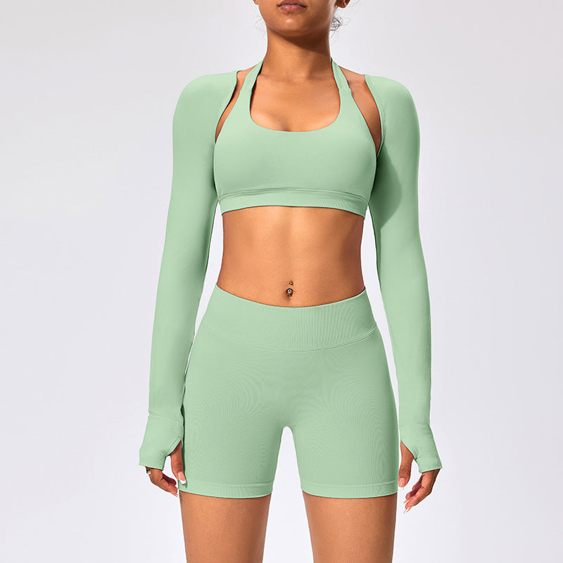 3pcs Women's Long-sleeved Fitness Clothing Set