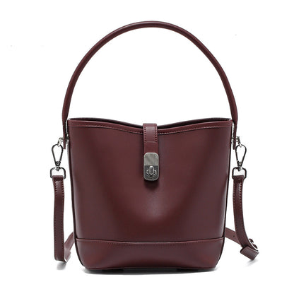 Women's High Quality Cowhide Bucket Hand Bag