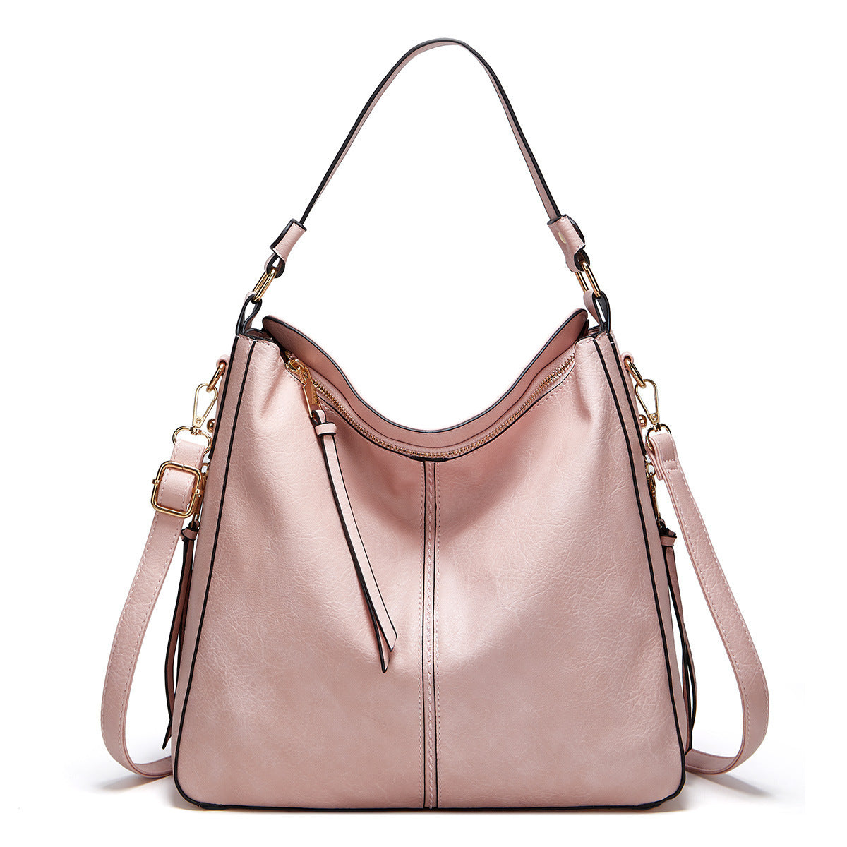 Hobos Zipper Bucket Bag With Adjustable Shoulder-strap Handbag For Women