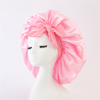 Elastic Bonnet With Tie Band For Sleeping Curly Hair Women