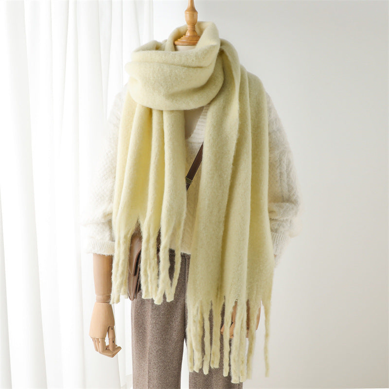 Unisex Large Winter Warm Extended Tassel Scarf