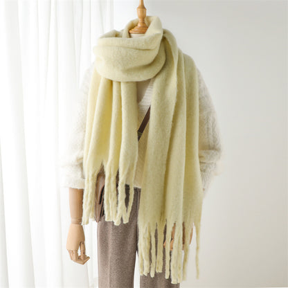 Unisex Large Winter Warm Extended Tassel Scarf