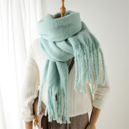 Unisex Large Winter Warm Extended Tassel Scarf