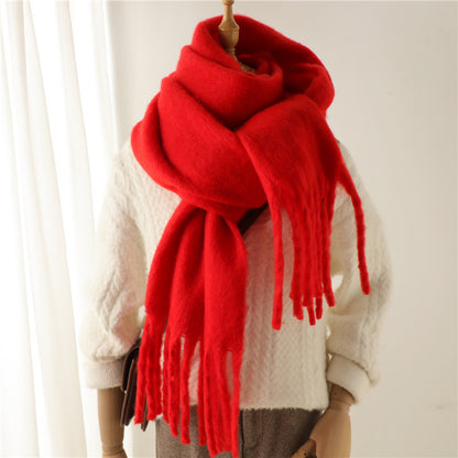 Unisex Large Winter Warm Extended Tassel Scarf