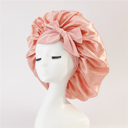 Elastic Bonnet With Tie Band For Sleeping Curly Hair Women