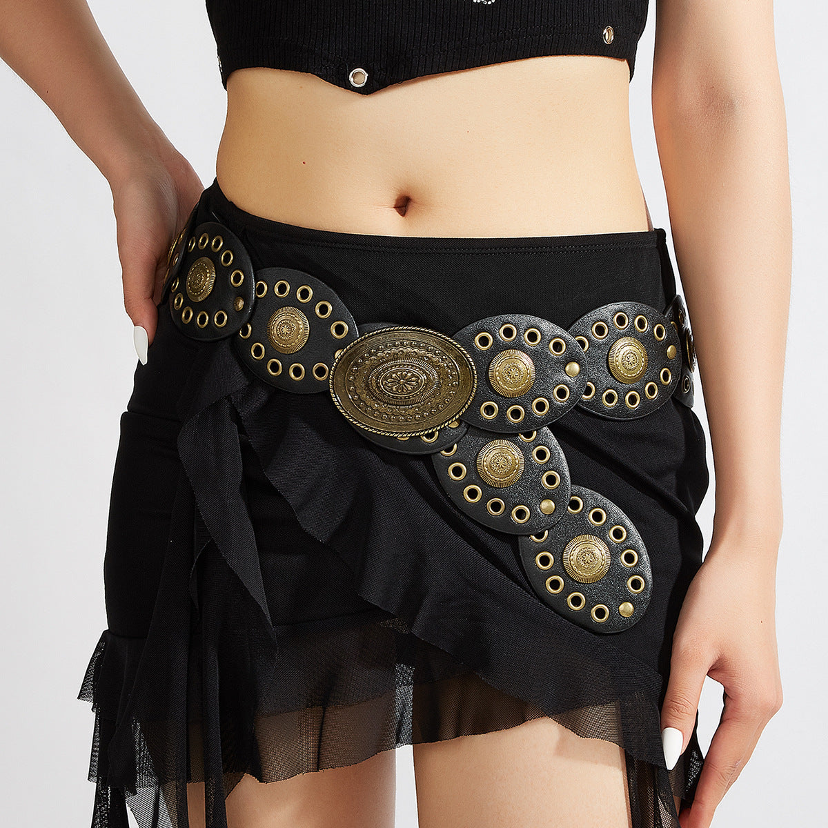 Ethnic Style Round Cake Stitching Vintage Belt For Women