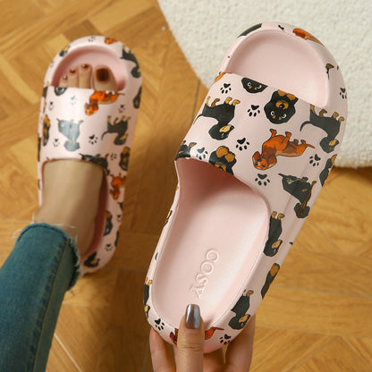 Women's Dog Print Platform Slide Sandals