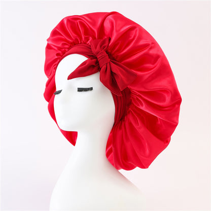 Elastic Bonnet With Tie Band For Sleeping Curly Hair Women